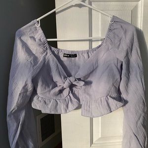 Tie-front Cropped Blouse Top